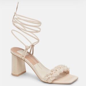 Dolce Vita Cream/vanilla Lace-Up Heels with Pearl Detailing